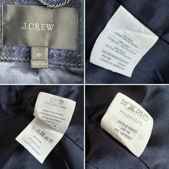 J. Crew 100% Wool Zippered Coat Black Watch Tartan 10 Plaid Academia Peacoat - Picture 13 of 16